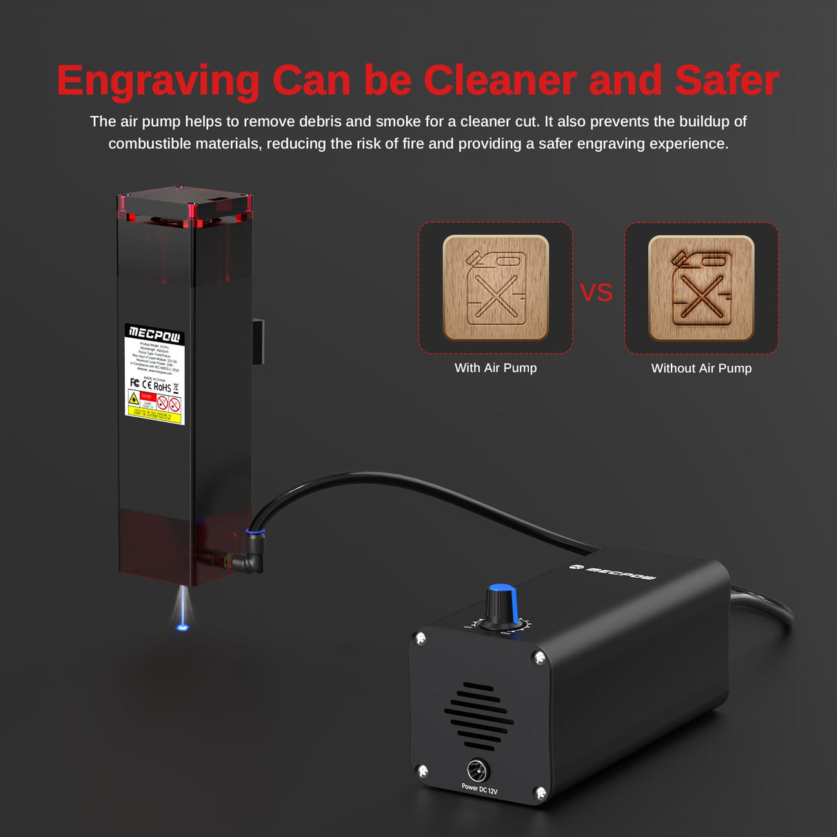 Mecpow X3 Pro Laser Engraver with Air Assist - 60W Laser Cutter, 10W High Accuracy Laser Engraving Machine for Wood Metal and Acrylic, 16.0 x 15.7" Working Area Mecpow