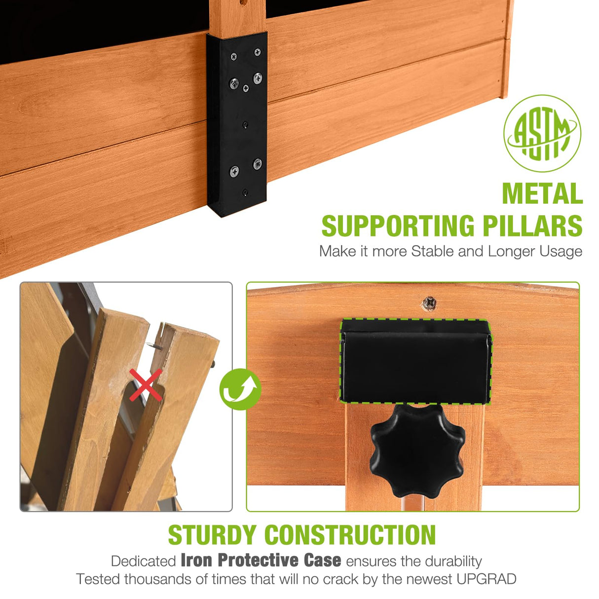 Kids Wooden Outdoor Sandbox w/Canopy, 2 Foldable Bench Seats, Retractable Roof Sand Protection Liner 47x47-Inch GUTINNEEN