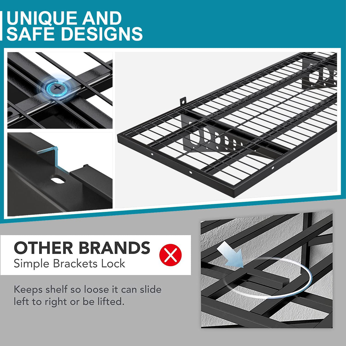 Dtrik 2-Pack 1.5ร3.8ft Garage Wall Shelving, 18ร45.6 inches Heavy Duty Wall Mounted Shelves, Garage Storage Shelf, 500 lbs Load Capacity, Black (Black, 2 Pcs 1.5 * 3.8 ft) Dtrik