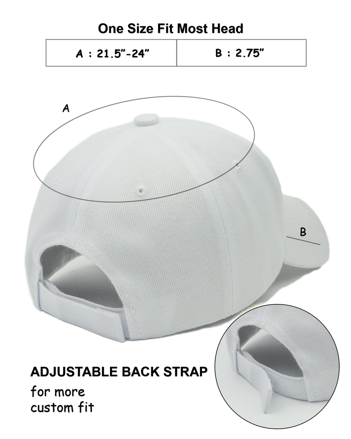 Utmost Structured Baseball Cap with Adjustable Closure - Performance Hat for Outdoor Activities and Custom Embroidery (1pc White) Utmost