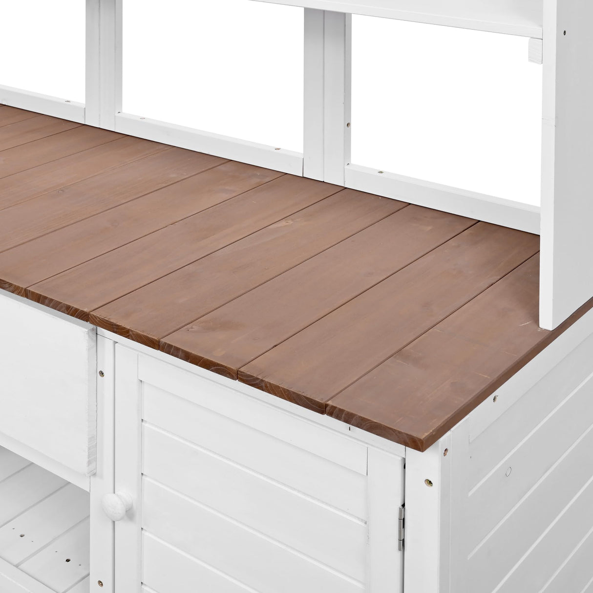 ENICFENA Outdoor Potting Bench, 100% Fir Wood Garden Work Table with Hutch, Drawer & Adjustable Shelves, Rustic Planting Station for Backyard, 50.2"x19.7"x66.1" (White, 66.1''H) ENICFENA