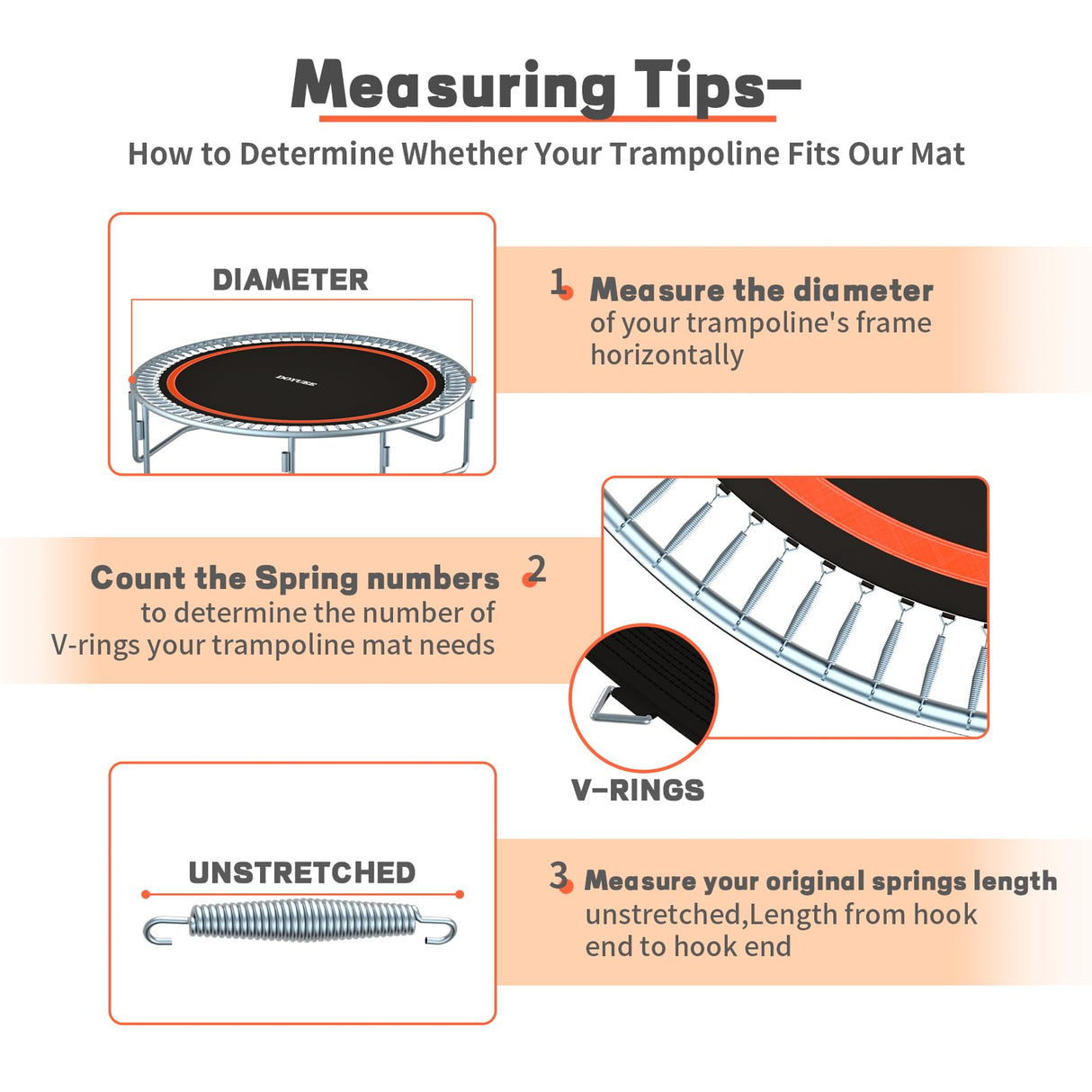 DOYUEE Trampoline Mat Replacement,Fits 14FT Trampoline Frame with 88 Rings Fits 6.5" or 7.0" Springs,Jumping Mat Diameter(147.6in/12.3ft),Excluding Spring and Frame Doyuee