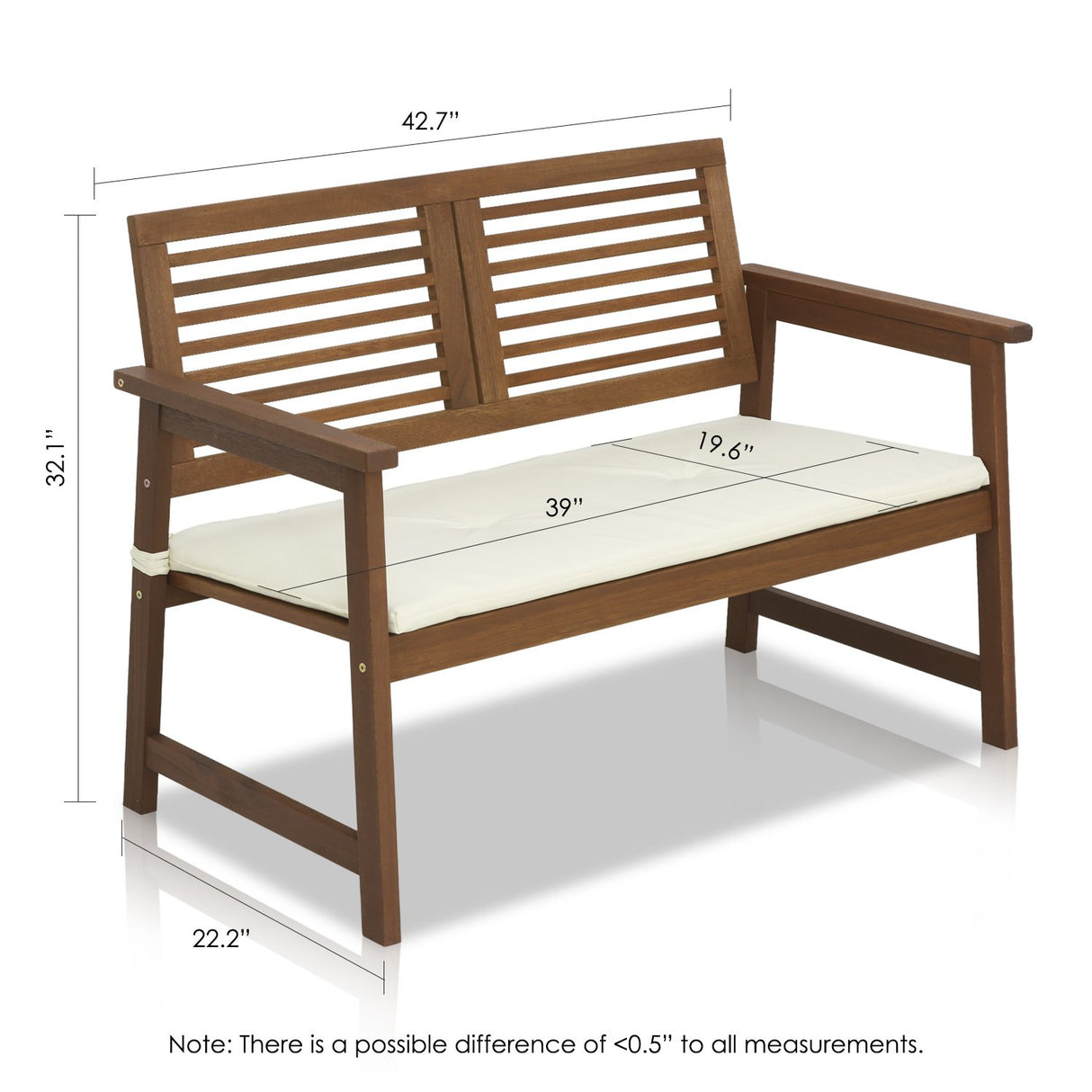 Furinno FG161167 Tioman Hardwood Outdoor Bench in Teak Oil, Natural Furinno