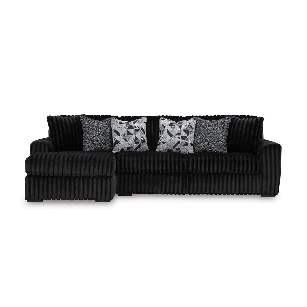 Signature Design by Ashley Midnight-Madness Contemporary L-Shaped 2-Piece Sectional Sofa with Chaise for Living Room, Black Signature Design by Ashley