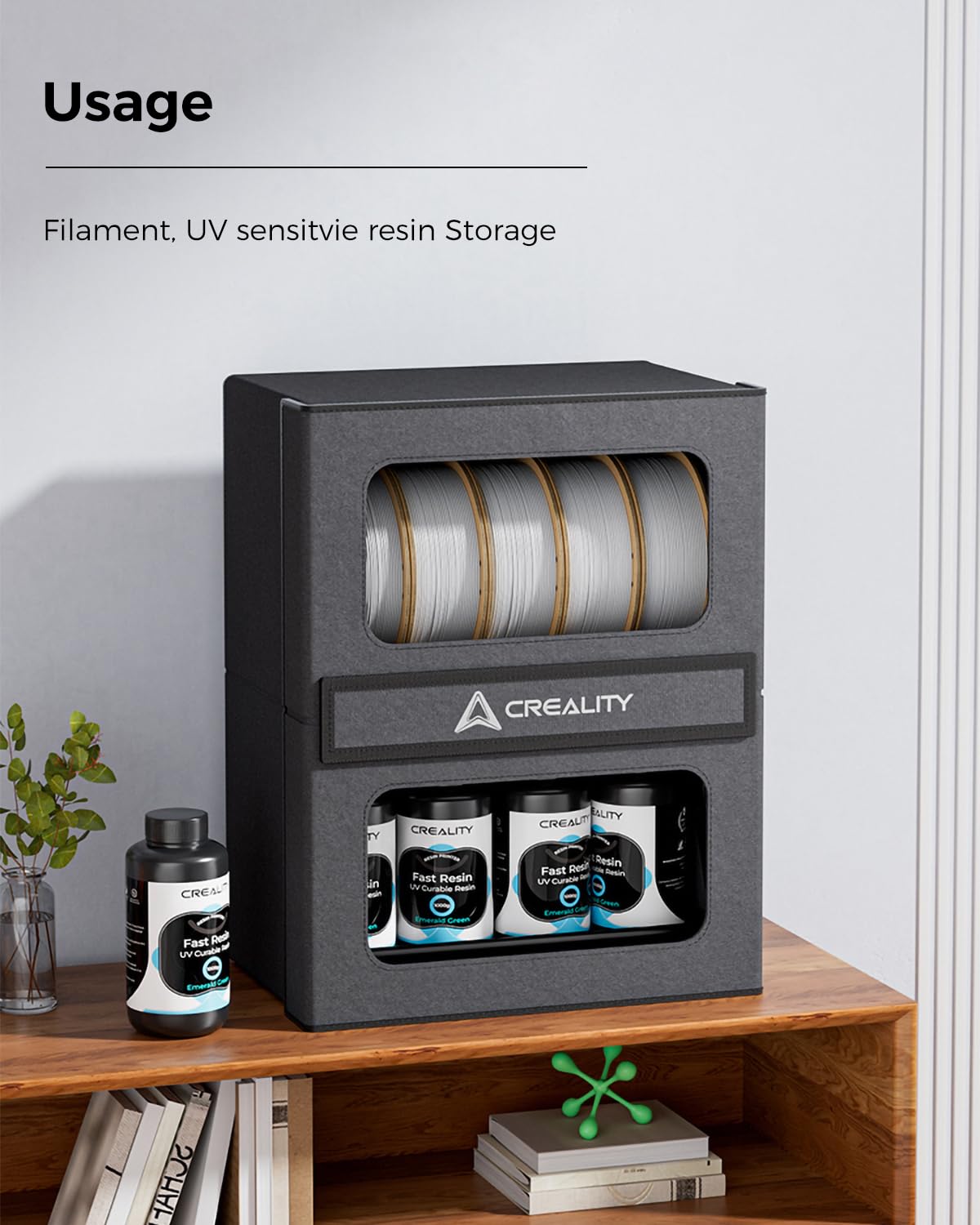 Creality Official Filament Storage Box, Moisture-proof and Dust-proof, Heavy Duty Metal Holder Rack for Filaments Organzied, 2-Tier Storage Shelves for 3D Printing Business, Studio, Office Workshop Creality