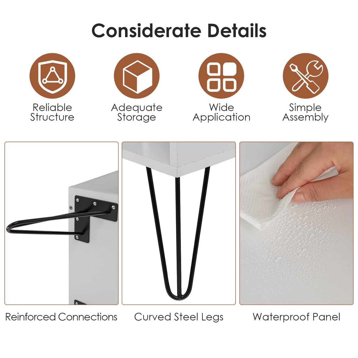 Giantex Record Player Stand, White Turntable Stand Holds up to 150 Albums, Mid-Century Vinyl Storage Cabinet Table with Metal Legs, Record Player Holder End Table for Bedroom Living Room Giantex