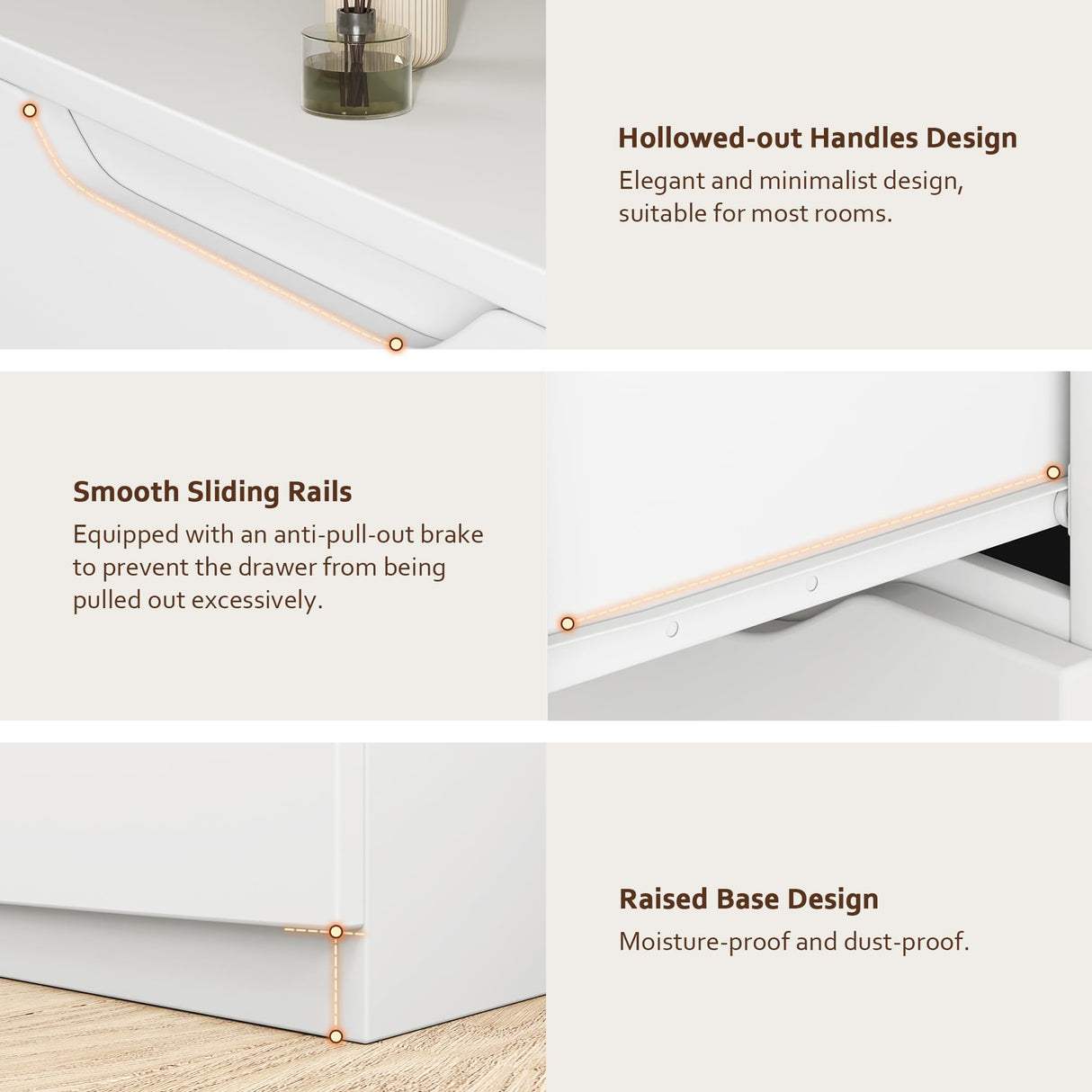 White Tall 5 Drawer Dresser for Bedroom with Hidden Storage Design, Large Modern Closet Dressers & Chests of Drawers with Cut-Out Handles, 27.6" L*15.8" W*45.3" H for Bedroom, Living Room, Nursery Jocoevol