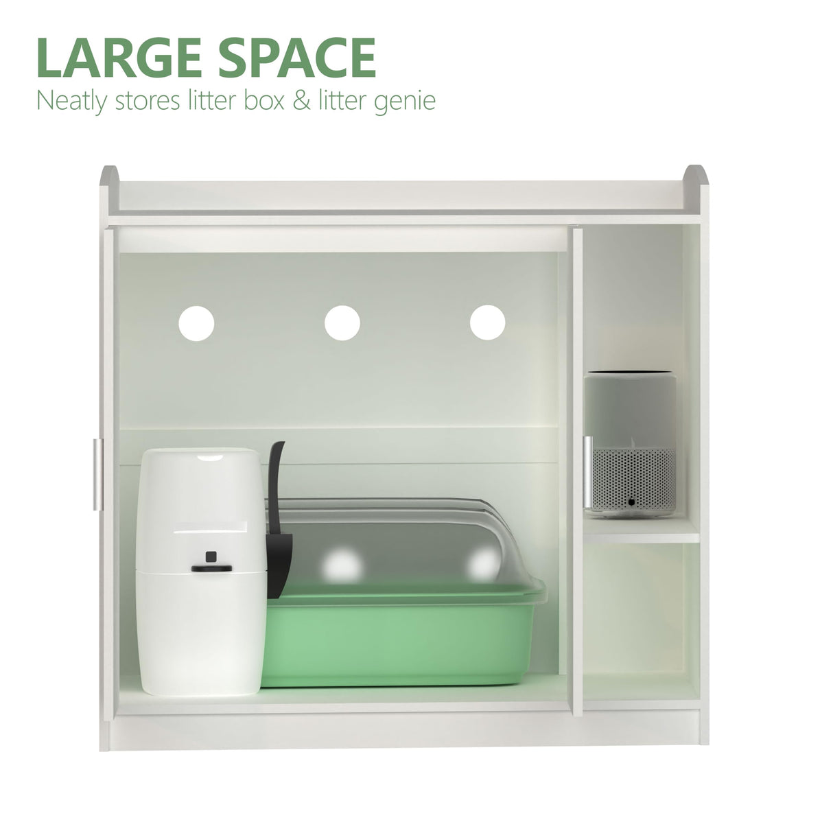 Amunrbrek Litter Robot Enclosure, Litter Robot Cabinet, Modern Automatic Litter Box Enclosure Cover for Litter Robot 3 & 4 (White, Front Entry) amunrbrek