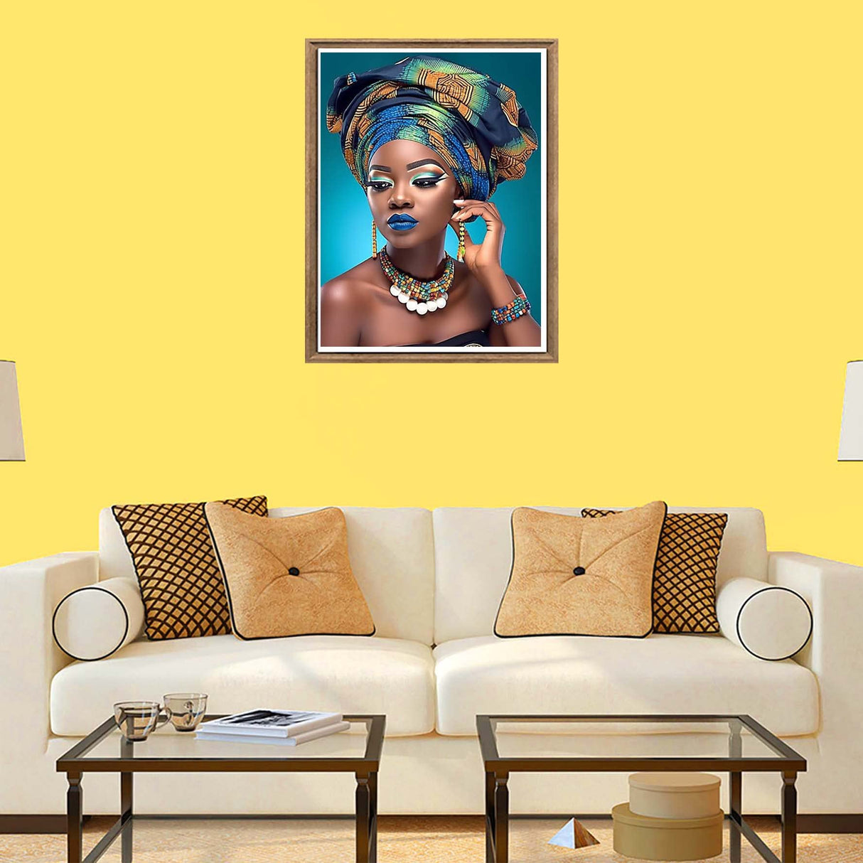 Bimkole DIY 5D Diamond Painting Kits African Customs Exotic Women, Full Drill Rhinestone Embroidery Set by Number Kits Paint with Diamonds Cross Stitch Home Wall Decor 12x16in Bimkole