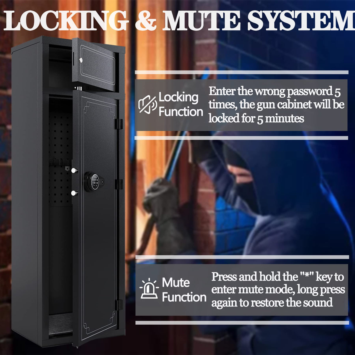 Kaer 10-14 Gun Safe,Gun Safe for Shotguns,Gun Safes for Rifle and Pistols,Long Gun Cabinet for Rifles Safes and Shotguns with Digital Keypad,3 Adjustable Shelves,LED Light(Unassembled) KAER