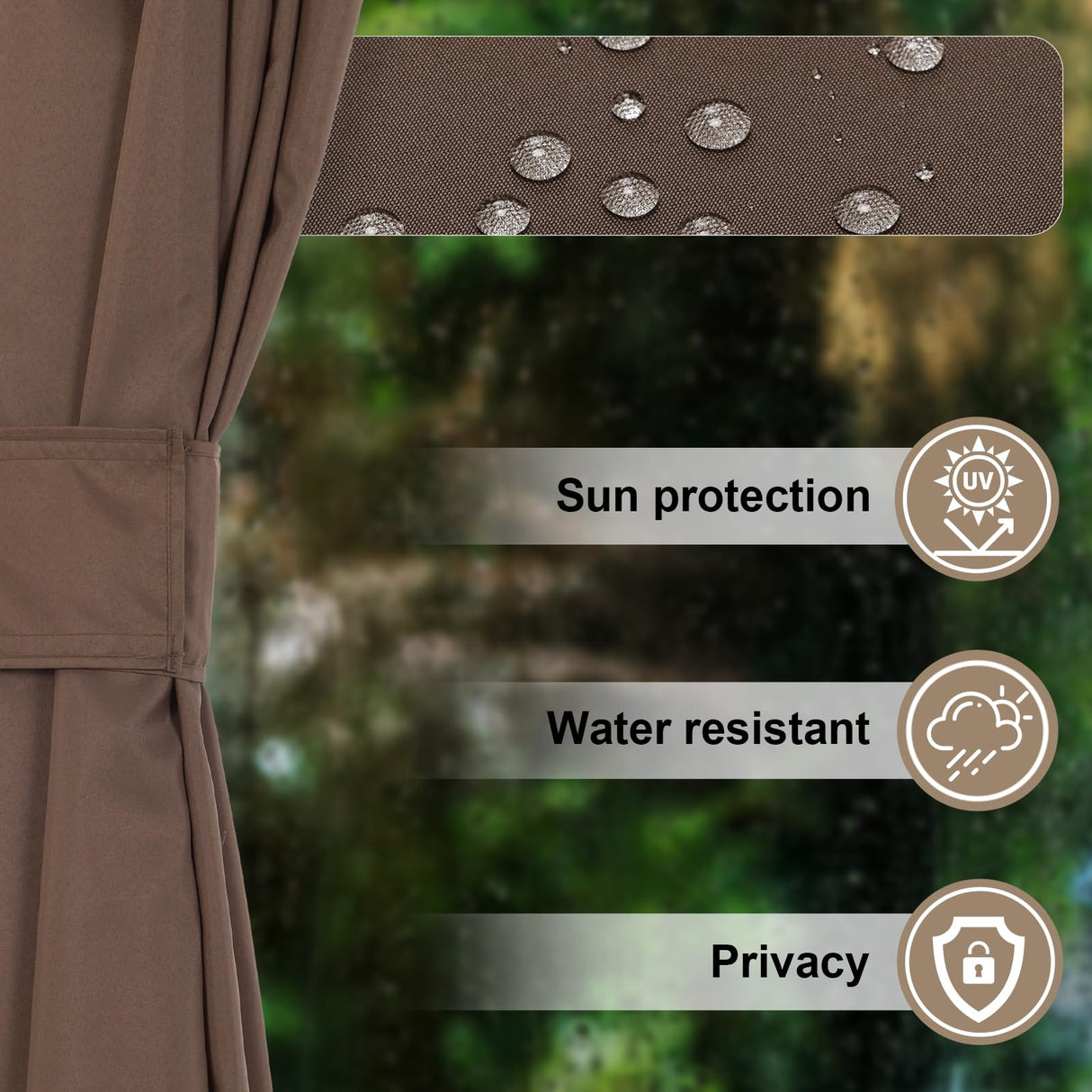 COWVIE 4-Panel 12' x 16' Gazebo Replacement Curtains, Patio Privacy Sidewalls with Double Zipper, Replacement for Outdoor Gazebo Canopy (Curtain Only) COWVIE