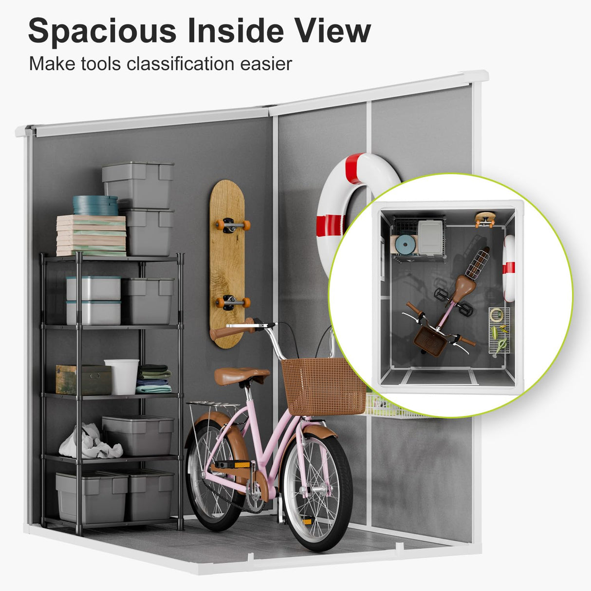 Outdoor Resin Storage Shed 5x4 FT Sheds Kit with Floor Window Lockable Door Included, Waterproof Outside Plastic Sheds for Backyard Garden Patio Lawn Tools WELYAS