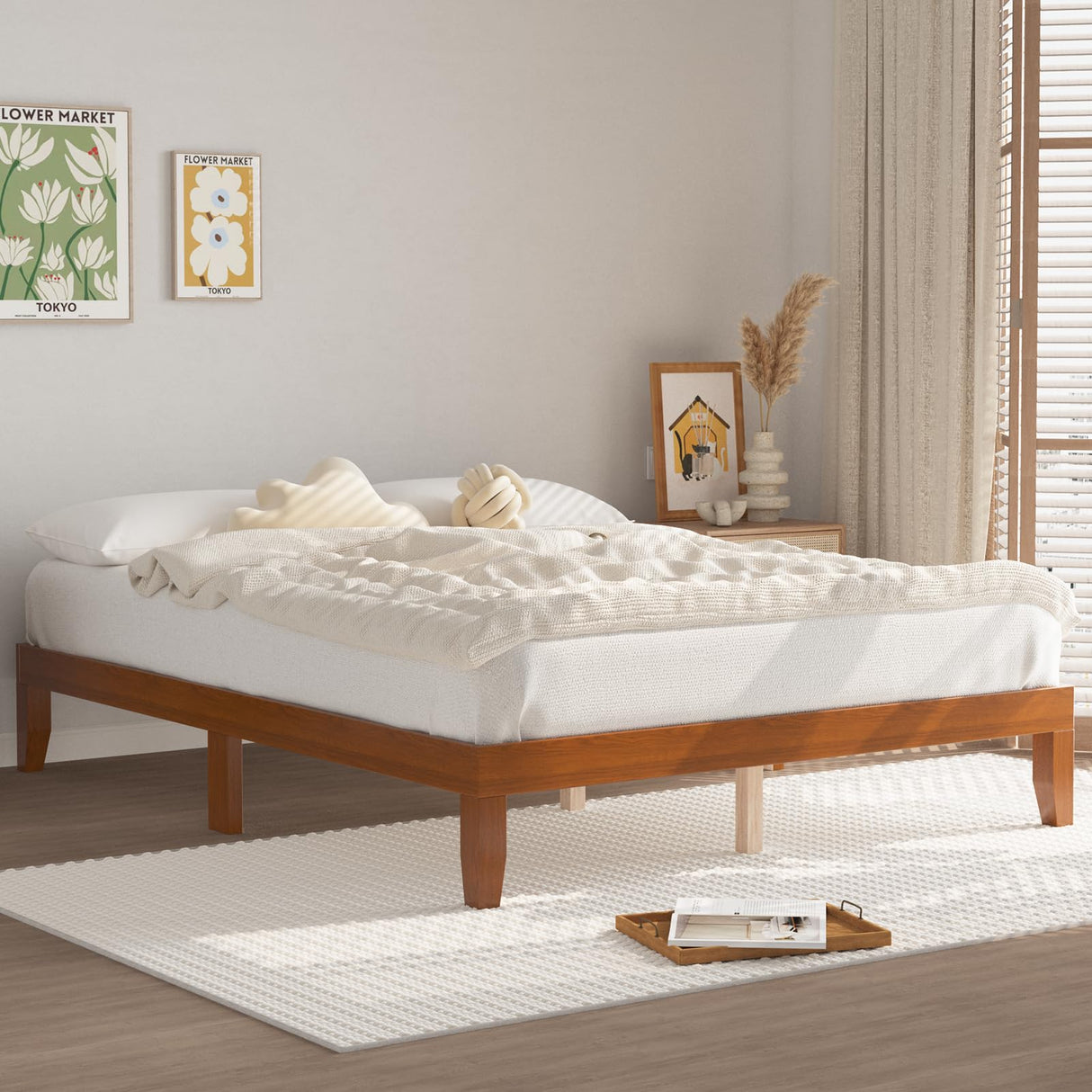 Twolike King Bed Frames,Wood Bed Frames,Wood Platforms Bed with Wooden Slats Support,Mattress Foundation,No Box Spring Needed,Easy Assembly,King,Pine Twolike