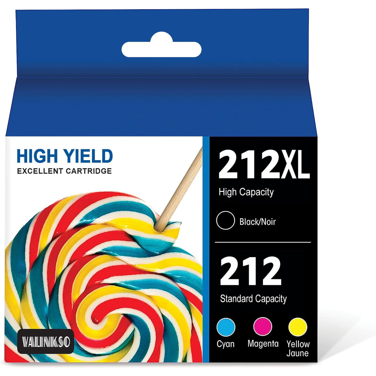 Valinkso 212XL Ink Cartridges High Capacity Black & Standard Color Combo Pack Remanufactured for Epson 212 Ink Cartridges Compatible with Epson Workforce WF-2830, WF-2850, Expression XP-4100, XP-4105 Valinkso