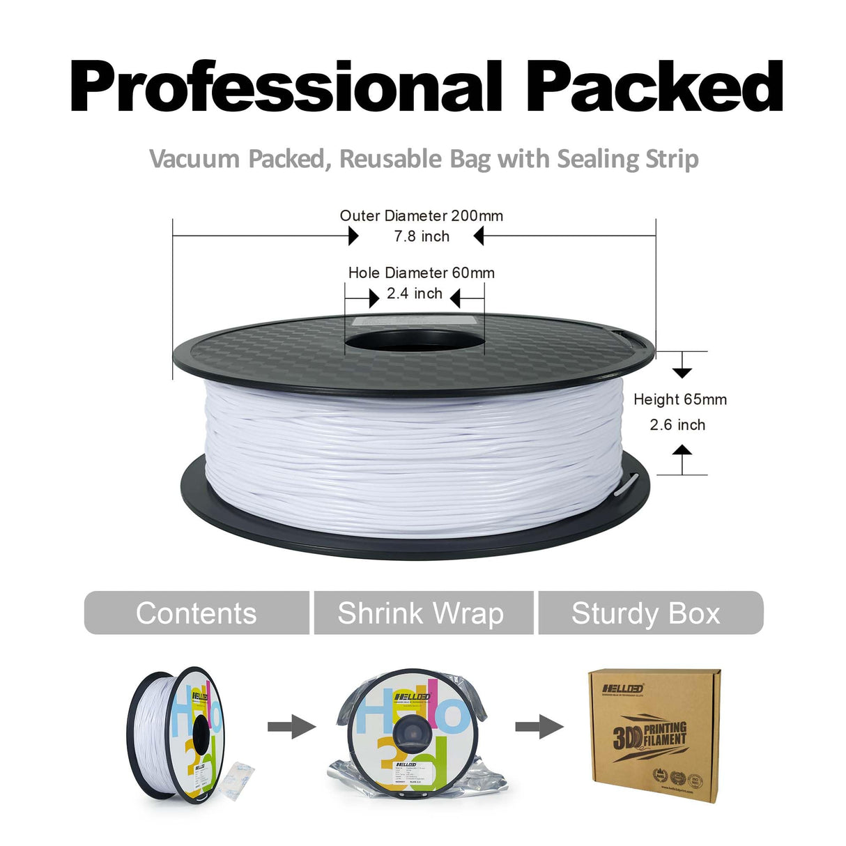 HEllO3D TPU Filament 1.75mm Flexible 3D Printer Filament,85A Soft 3D Printer Filament,TPU Elastomer 3D Filament,Vacuum Packed,Dimensional Accuracy +/- 0.05mm,1Kg Spool (1KG)(White) HELLO3D