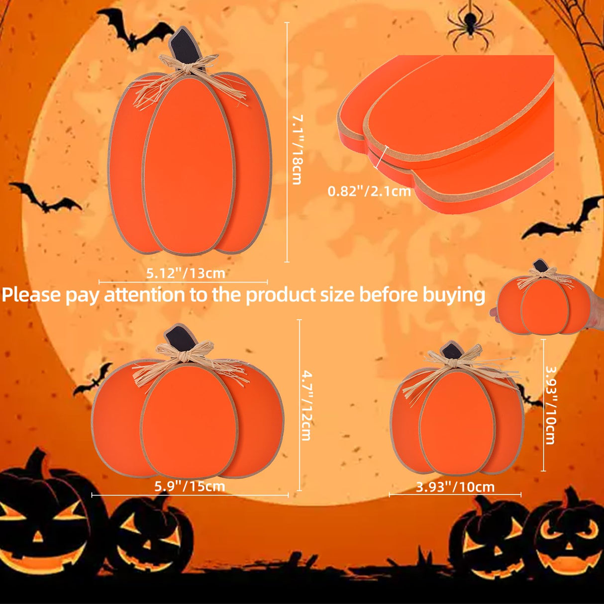 IDATOO Thanksgiving Decorations for Home, 3PCs Rustic Fall Decor Wooden Pumpkin Tabletop Sign Block Set, Autumn Tiered Tray Décor for Halloween Farmhouse Harvest Mantel Table Centerpiece (Rustic) IDATOO