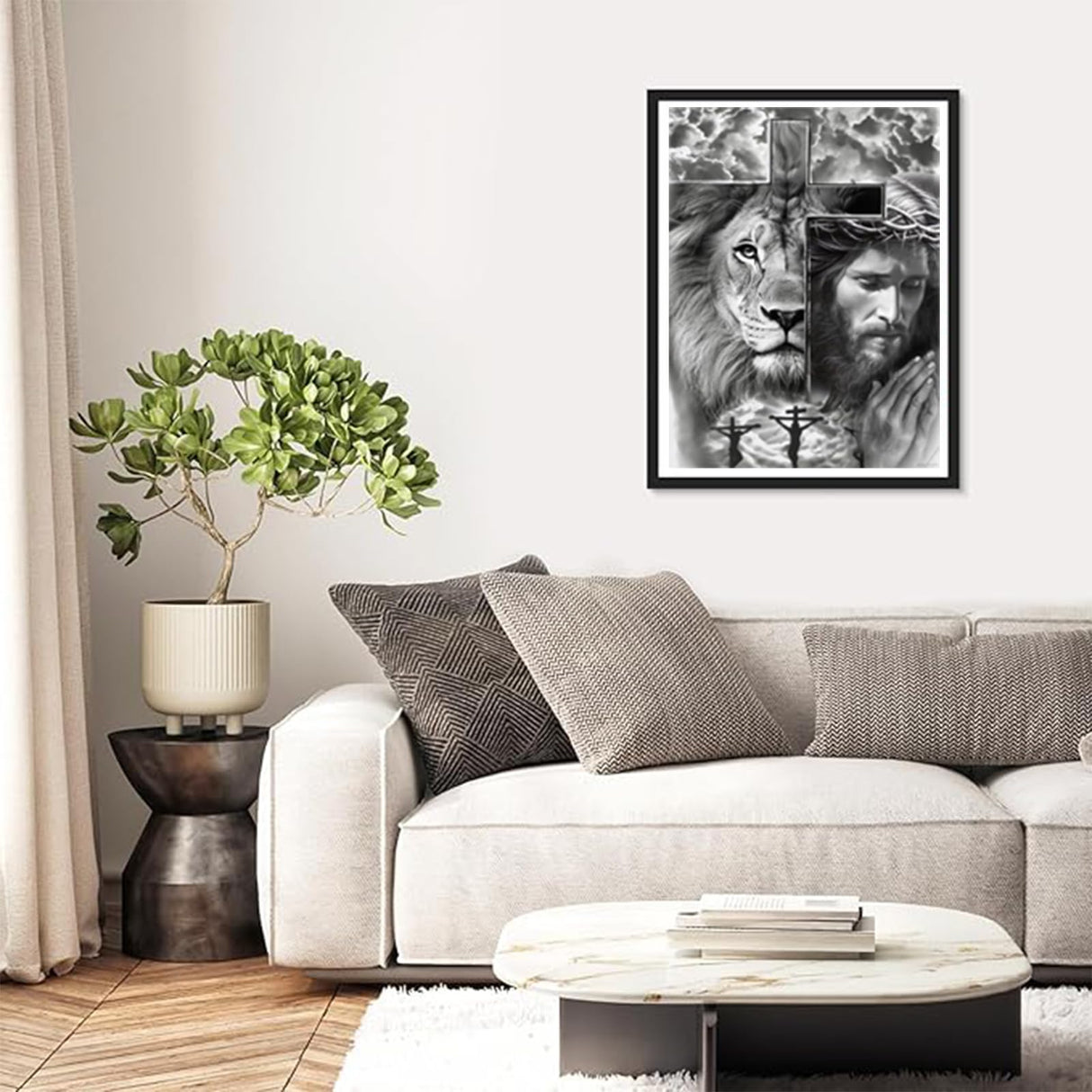 PUAGEMTI Jesus and Lion Jesus Christ Jesus Lion Jesus Christian Jesus Religious 5D Adult Diamond Art,DIY Diamond Art Painting Kits for Decor Canvas 30x40cm PUAGEMTI