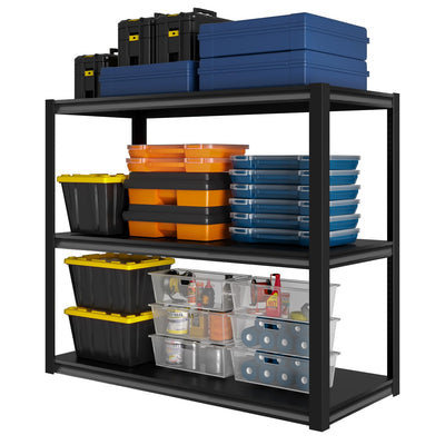 YEEZER Shelving Units and Storage, 1800LBS Garage Storage Shelves, 3 Tier Shelving Unit, Steel Industrial Shelving, Adjustable Standing Shelf for Garage, Pantry, Closet 36" H x 36" W x 16" D, Black