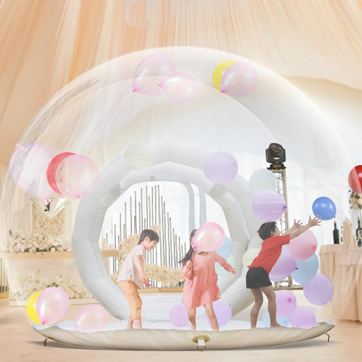 13FT Inflatable Bubble House Dome for Kids, Clear PVC Inflatable Bubble House Tent with Tunnel, Bubble Balloon House with 750W Air Blower, 600W Air Pump Inflatable Dome for Party (Clear, 13FT) Gaonala