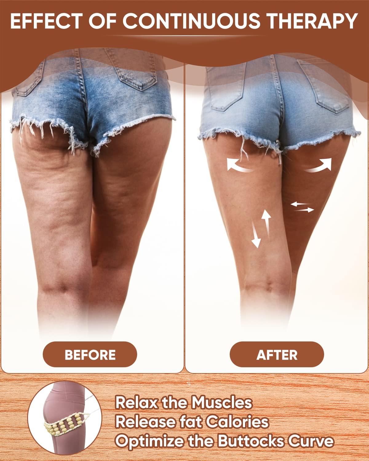 ONUEMP 2PCS Wood Therapy Massage Tools, Wooden Massage Roller Stick & Back Massager Roller Rope, Maderoterapia Kit Colombiana for Lymphatic Drainage, Anti Cellulite, Body Sculpting, Ease Deep Tissue ONUEMP