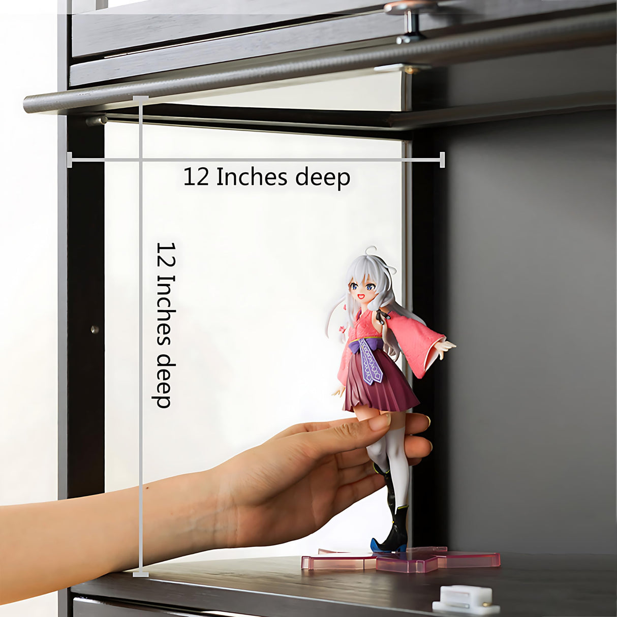 HAOWANJP Curio Display Cabinet 5-Tier Storage Shelves with Acrylic Door, Collectibles Toy Organizers Rack & Display Shelf, Kids Bookshelf and Bookcase for Playroom, Bedroom (Black-1) HAOWANJP