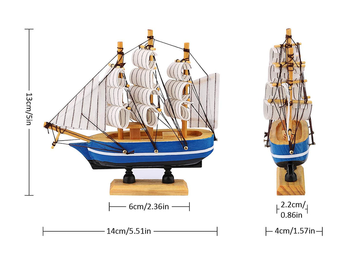 dedoot Wooden Sailboat 6 Pack Miniature Sailboat Model Ship Nautical Decor Tabletop Decorative Ornament for Ocean Theme Home Decor, 5.5x5x1.2 Inch dedoot
