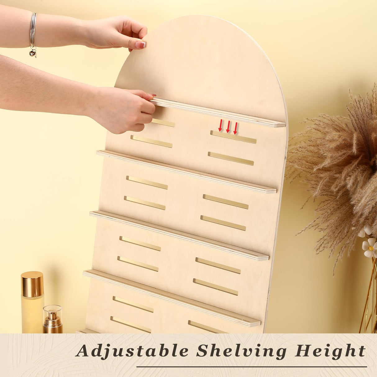 DoubleFill 5 Tier Wooden Earring Display Stand Jewelry Display Rack with Adjustable Height for Retail Storage(Wood Color) DoubleFill