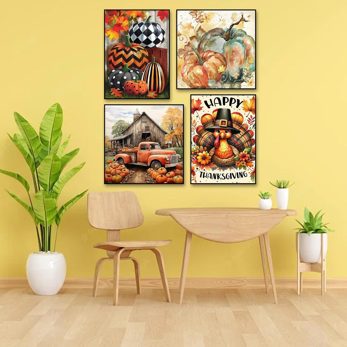 Diamond Painting Kits for Adults - 4 Pack Thanksgiving Pumpkin Turkey DIY 5D Fall Diamond Art Kits Full Drill Diamond Dots Paintings with Diamonds Gem Art and Crafts Home Decor 12x16inch(14X14inch) Fairyland JinWenn