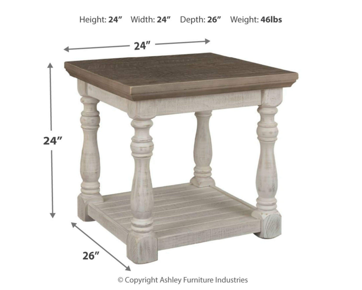 Signature Design by Ashley Havalance Farmhouse Square End Table with Floor Shelf, Vintage Gray & White with Weathered Finish Signature Design by Ashley