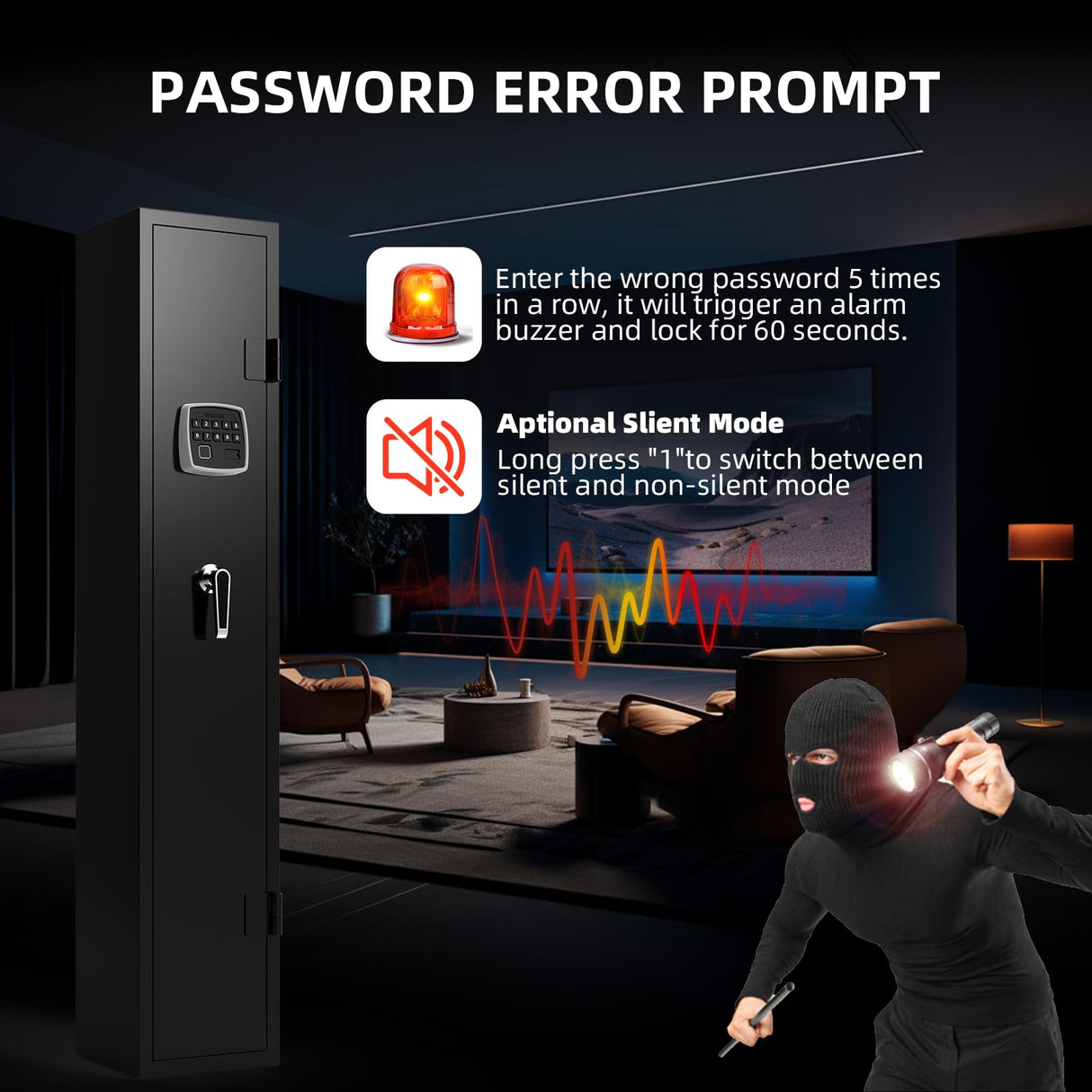 Emasme Gun Safe,Gun Safes & Cabinets Heavy-Duty Gun Safe for Home Rifle Pistols and Shotguns, Gun Cabinet Lock with Adjustable Rack, Pockets and Removable Shelf and Gun Rack Emasme