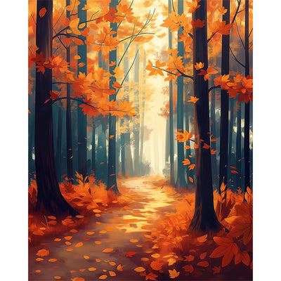Natuyalo Paint by Numbers Kit for Adults Beginners and Kids, 16" Wx20 L Canvas Pictures Drawing Acrylic Paintwork with 3 Pcs Paintbrushes, Autumn Forest Landscape