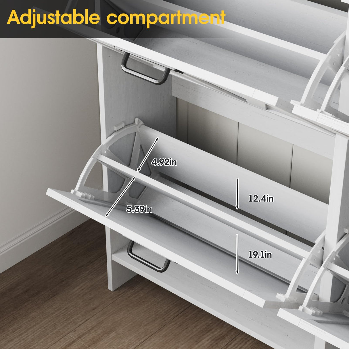 Halitaa Shoe Storage Cabinet with 4 Flip Drawers & 2 Drawers,Shoe Cabinet Storage with Legs for Entryway,Freestanding Shoes Organizer Cabinet,Farmhouse Shoe Rack Cabinet,White Halitaa