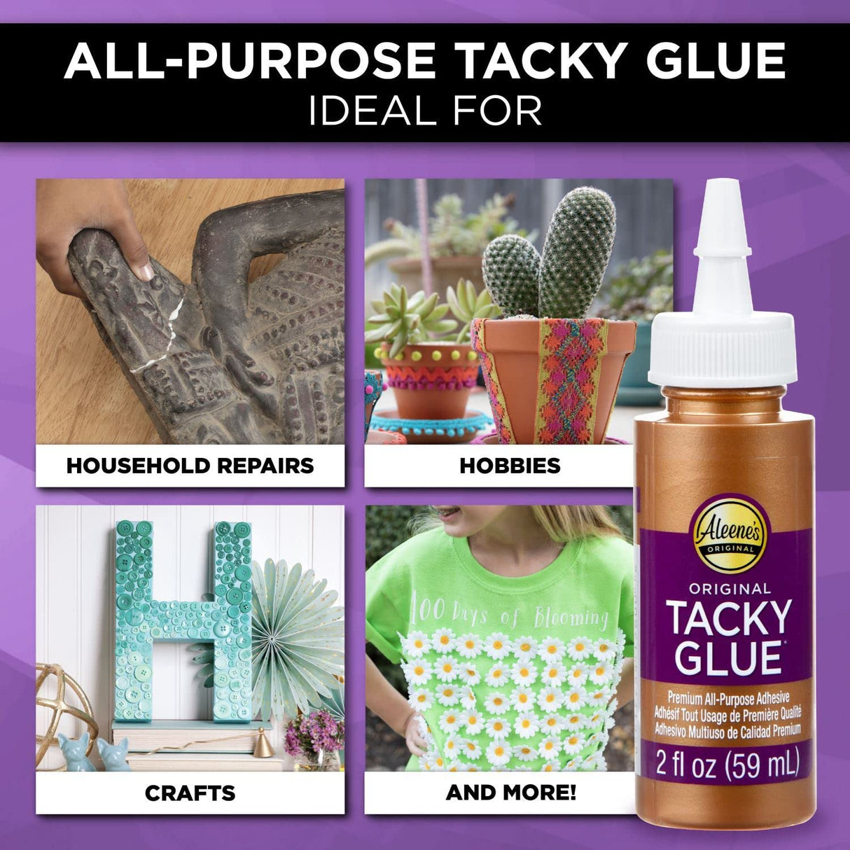 Aleene's Original 2 fl. oz. 6-Pack, America's Favorite Tacky Glue, 6 Pack, Ideal for Slime, Crafts and School Projects Aleene's