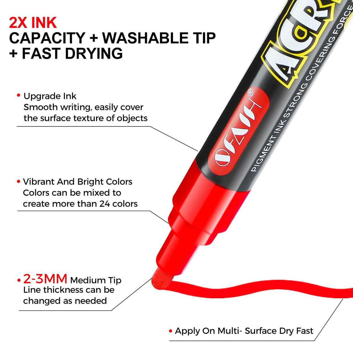 SFAIH Halloween Pumpkin Acrylic Paint Markers Pens - 60 Colors Pumpkin Markers for Rock Painting, Pumpkin Painting, Wood, Metal, Fabric, Plastic, Canvas, Glass, Ceramic, Diy Crafts, 3mm Medium Tip SFAIH