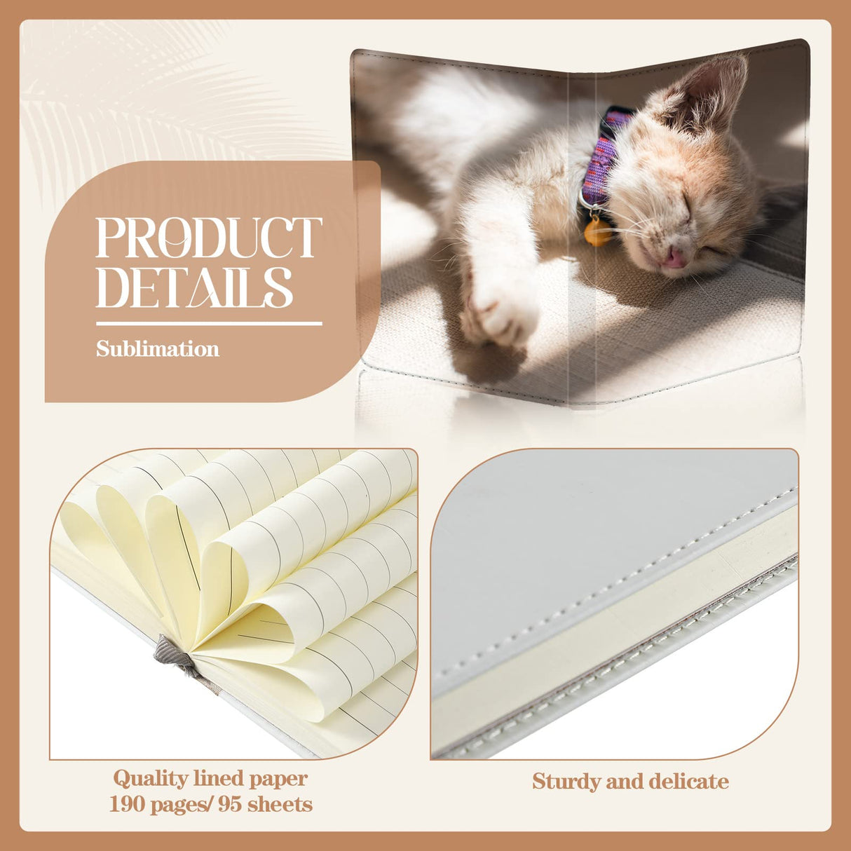 Zonon 4 Pcs Sublimation Journal Blank Notebooks A6 A5 A4 190 Pages Thick Faux Leather Notebooks Sublimation Notebooks Leather Sublimation Journal for School Office Supplies (5.7 x 4.3 Inch, A6) Zonon