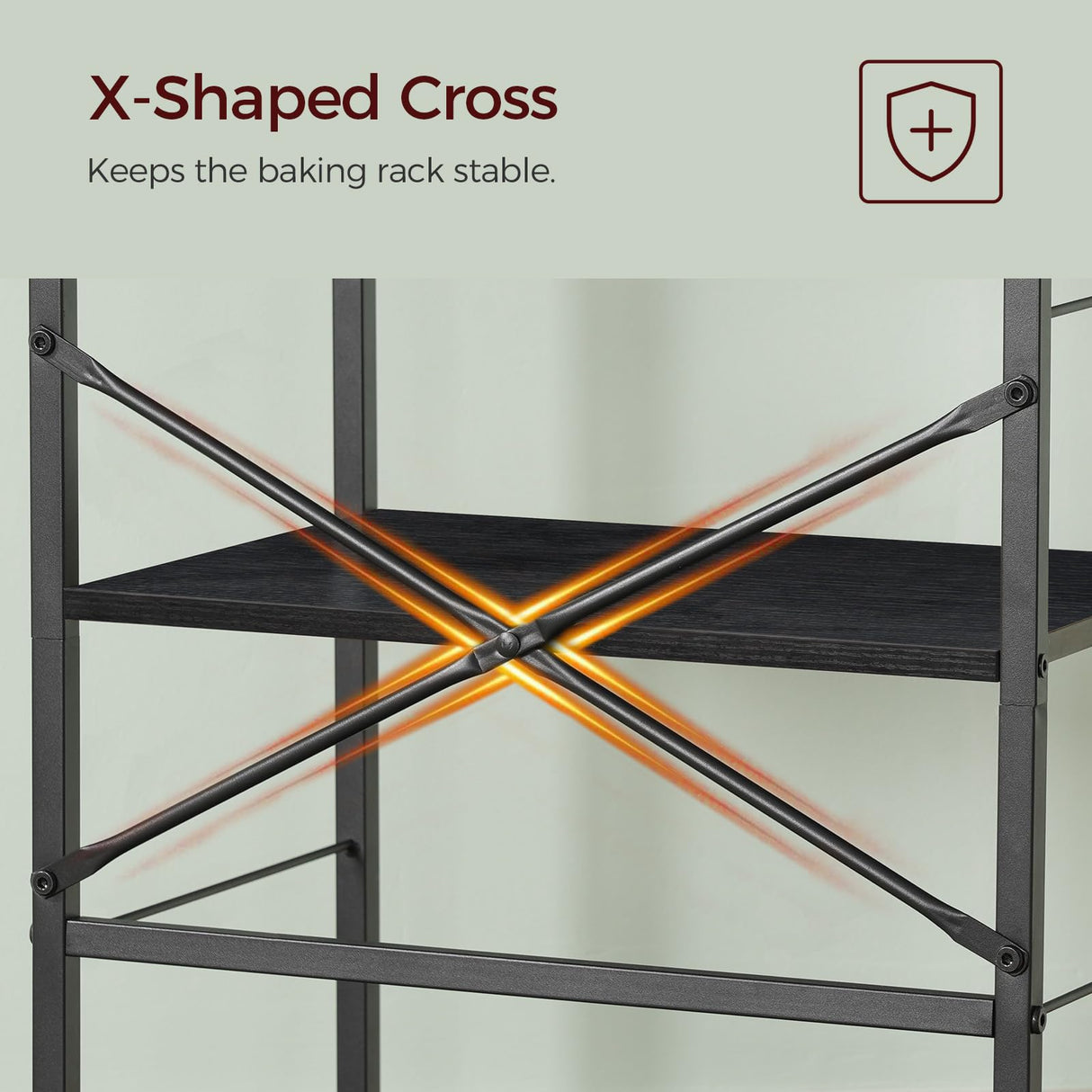 MAHANCRIS Bakers Rack with Drawer, Microwave Stand with Power Outlet, Coffee Bar Station with 4 Hooks, Kitchen Storage Shelf Rack 4 Tiers, for Kitchen, Dining Room, Black BRBK48E01 MAHANCRIS