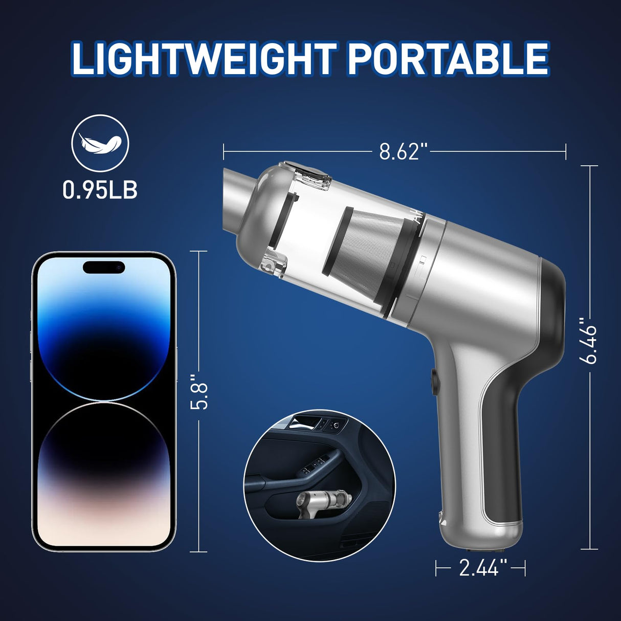 AHNR Handheld Car Vacuum Cleaner Cordless with Brushless Motor, 20000PA High Power Vacuum Cleaner & Air Duster, 3 in 1 Keyboard Portable Vacuum Cleaner, Mini Hand Held Vacuum Cleaner for Car Home AHNR