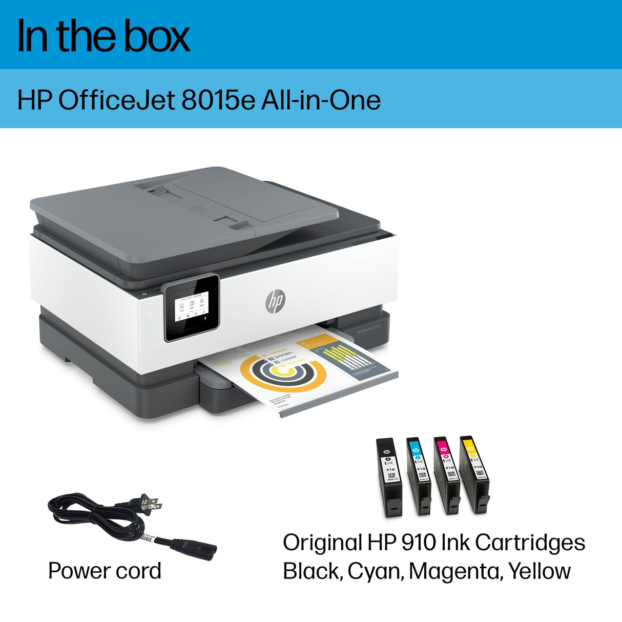 HP OfficeJet 8015e Wireless Color All-in-One Printer, 3 months of Instant Ink included HP