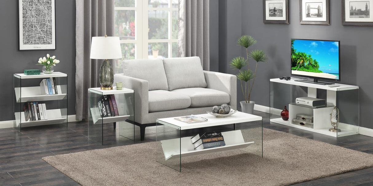 Convenience Concepts Soho Bookcase, White / Glass Convenience Concepts