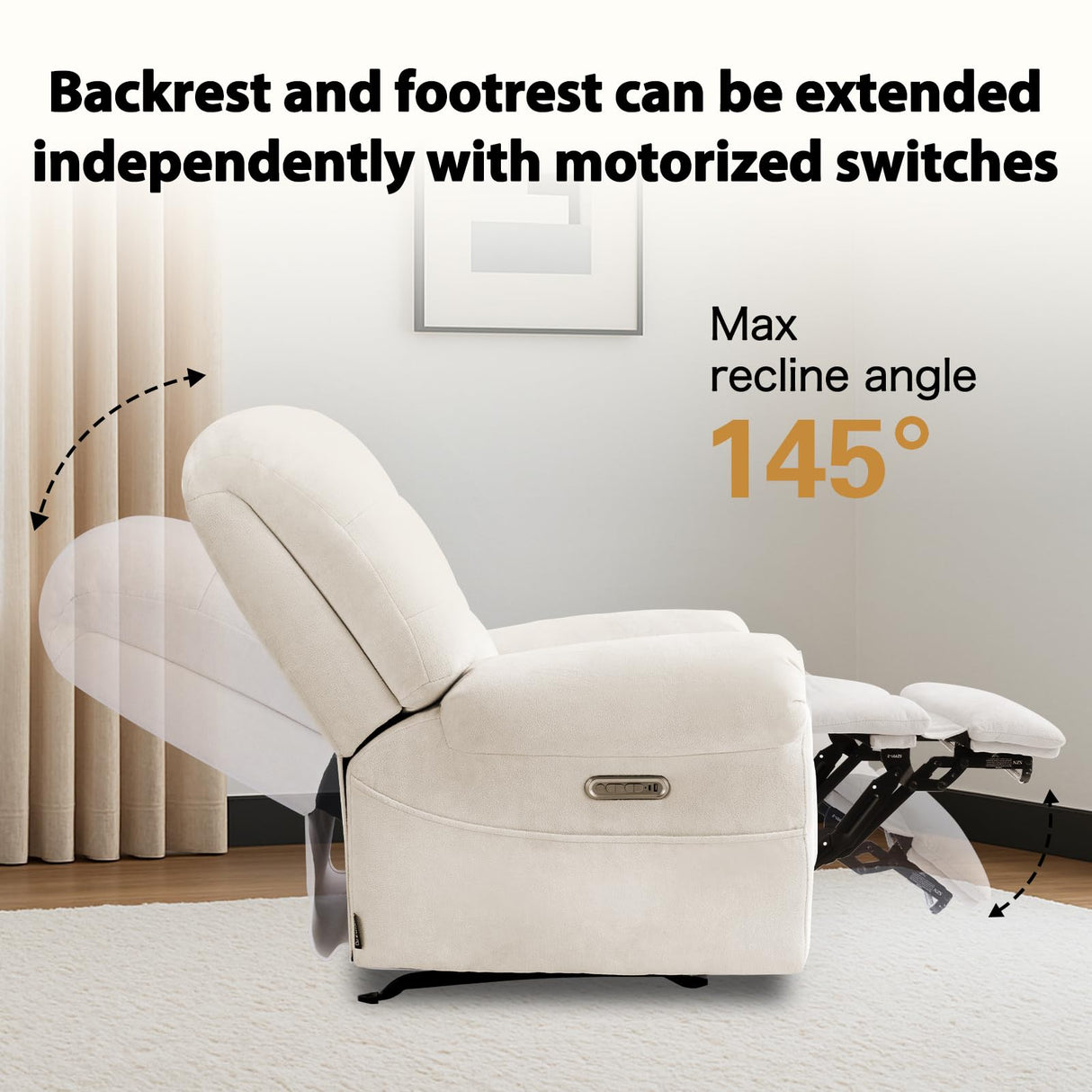 EONIX Mordern Massage Rocker Recliner Chair, Dual Motor Power Rocking Recliners for Small Spaces, Lazy Boy Recliner Chair with Heat and Massage for Living Room, Bedroom, Study, Pearl White EONIX