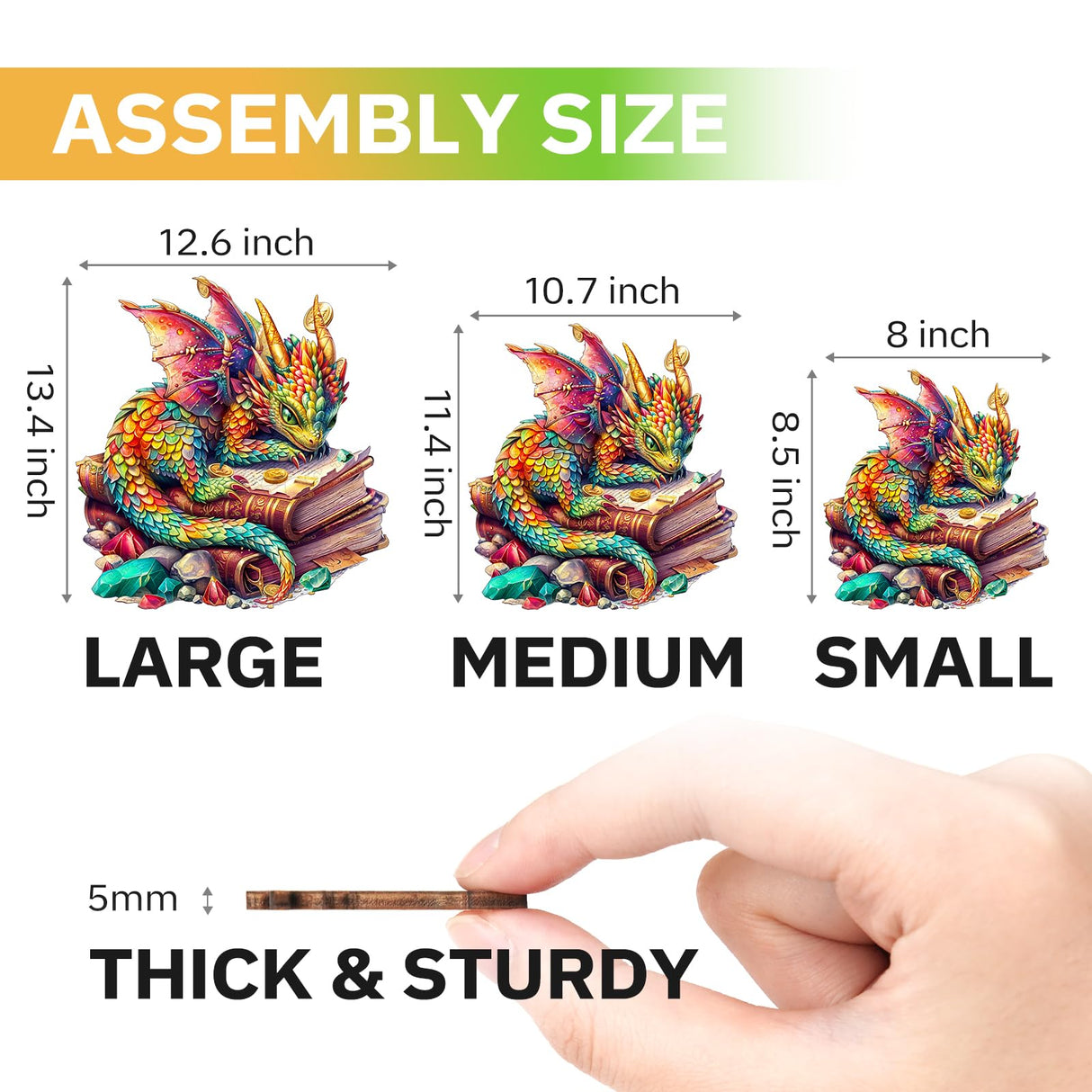 Jigfoxy Wooden Puzzles for Adults, Dragon Wood Puzzles Adult, Unique Animal Shape Wooden Jigsaw Puzzles, Birthday Gifts for Puzzles Lovers Family Friend (S-8.5 * 8in-100pcs) Jigfoxy