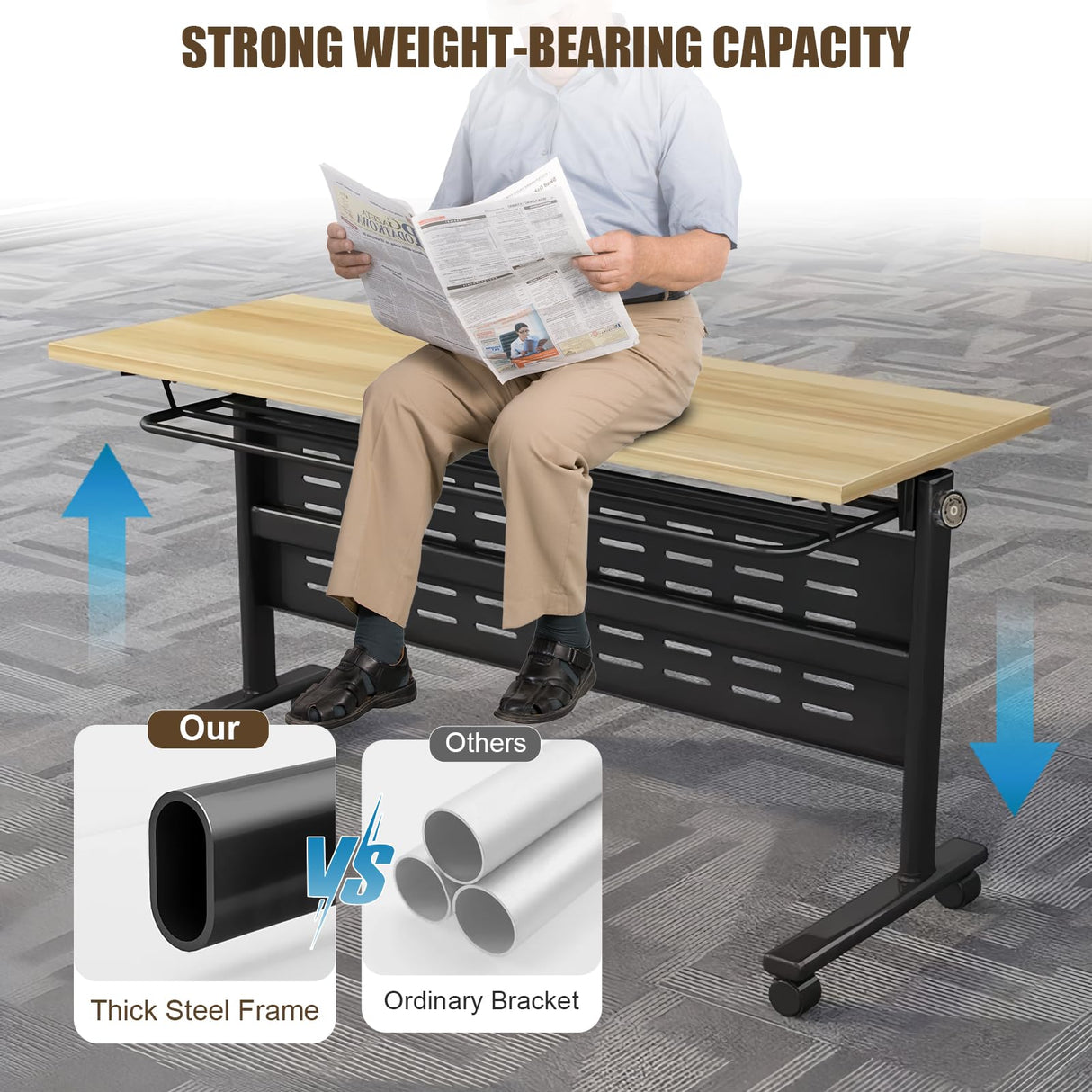 6 Pack Modern Office Folding Conference Table,The Conference Room Table with Caster Wheels,Flip Top Mobile Training Table Foldable Meeting Table for Office,Meeting Room,Classr ZanyCajole
