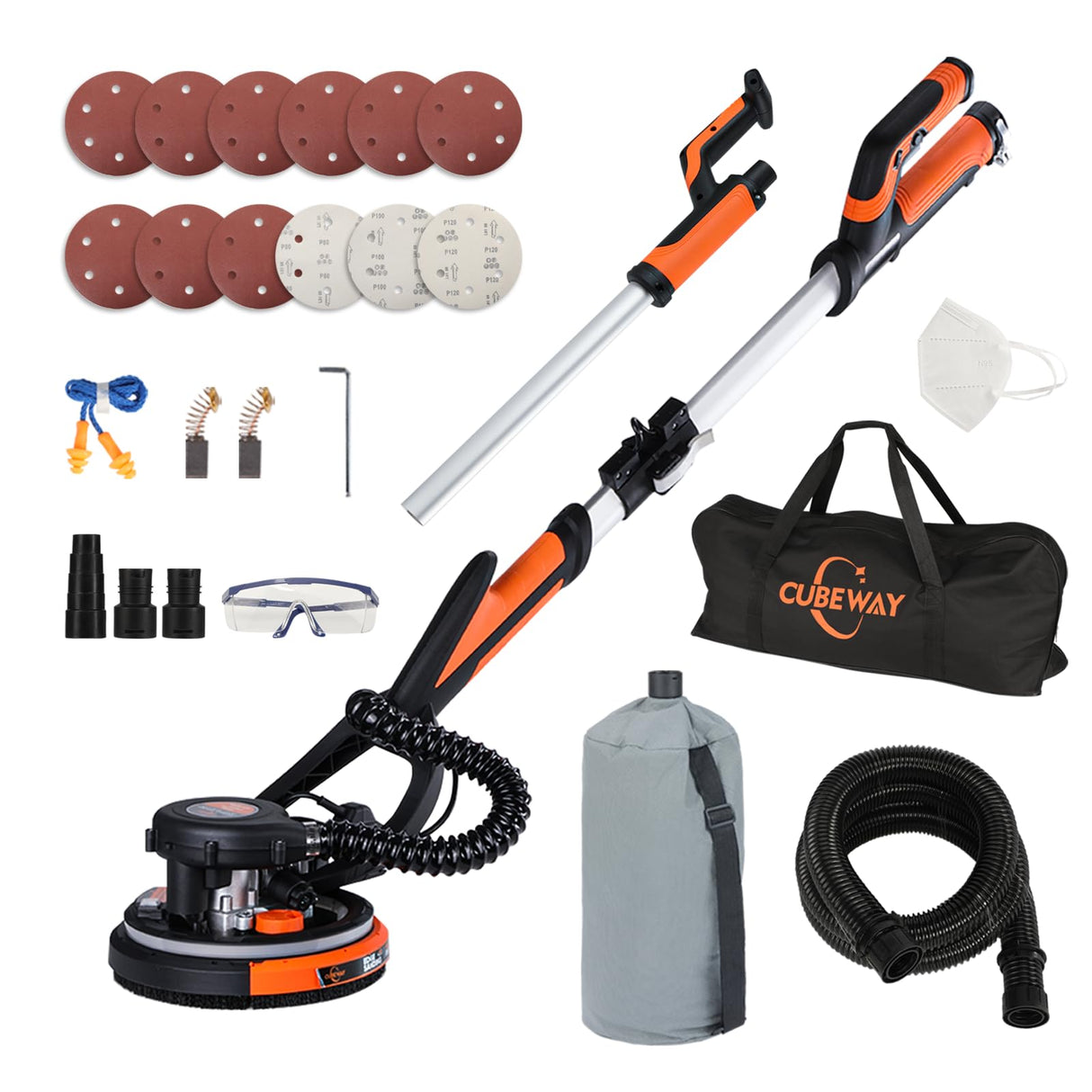 Drywall Sander, 780W Electric Drywall Sander with Vacuum Dust Collection, 1800RPM 7 Variable Speed Popcorn Ceiling Removal Tool with LED, Dustless Wall Sander CUBEWAY