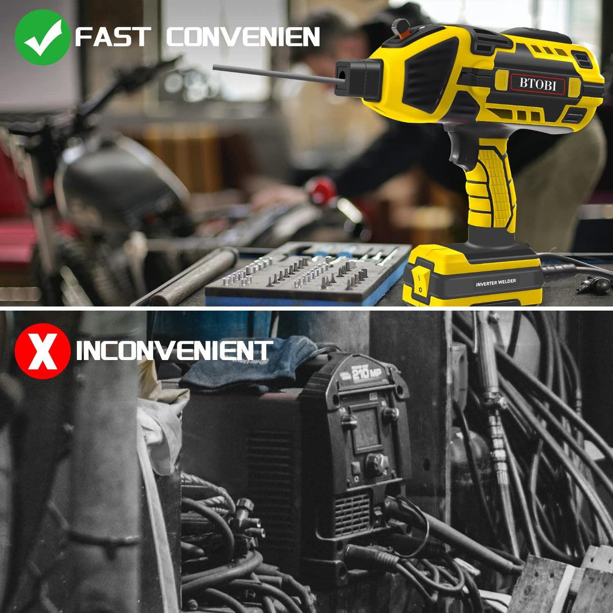 Welding Machine Handheld, Portable ARC Welder Hand Held Welder Machine, for 3/32"-1/8" Stick Welder,BTOBI 110V, IGBT Inverter with Welding Tool Set and Toolbox BTOBI