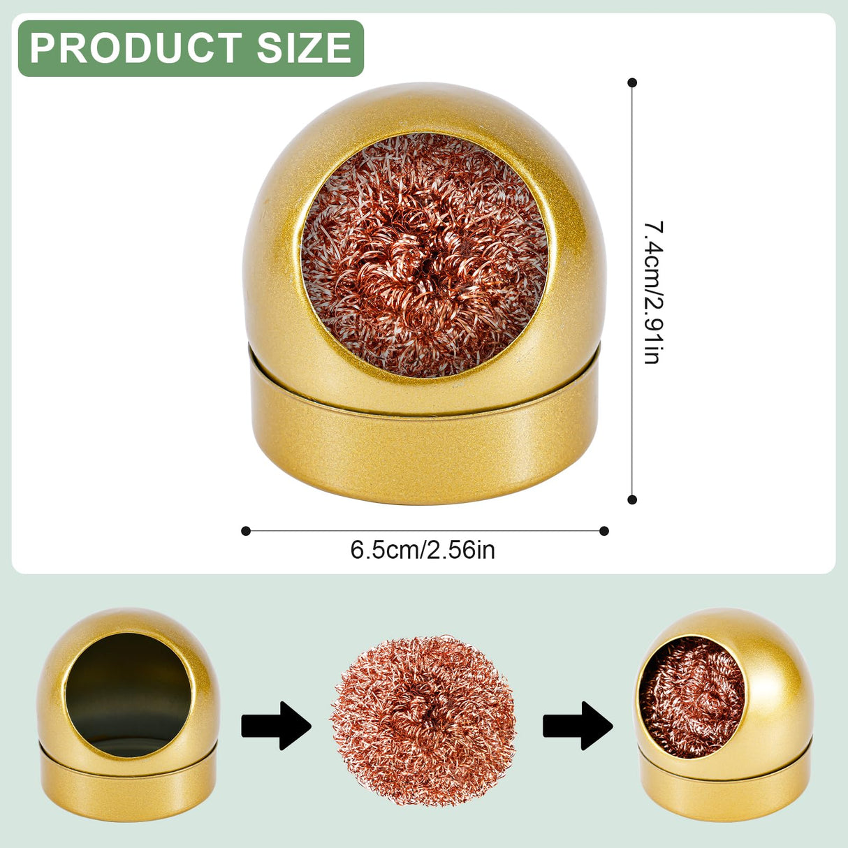 Soldering Iron Tip Cleaner, Premium Stainless Steel Soldering Iron Cleaner Quick Cleaning No Water Required Soldering Iron Tip Cleaner Practical Tools(Gold) PEUTIER