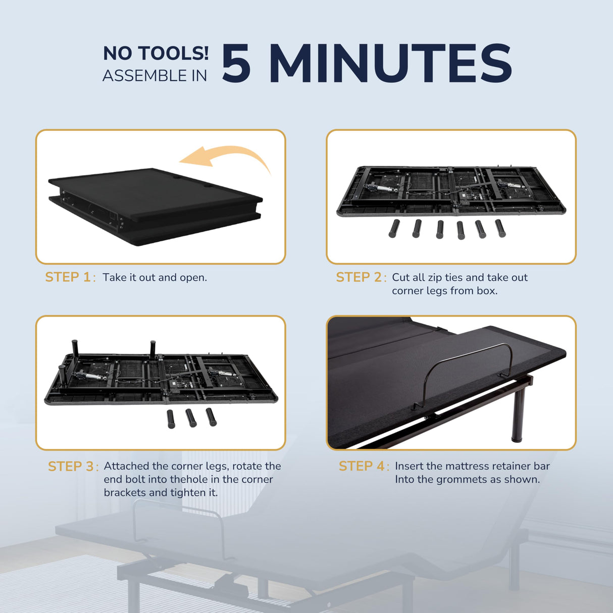 EGOHOME Split King Adjustable Bed Frame and 14 Inch Cooling Memory Foam Mattress, Wireless Remote Head and Foot Incline, 12 inch Legs, Zero Gravity EGOHOME