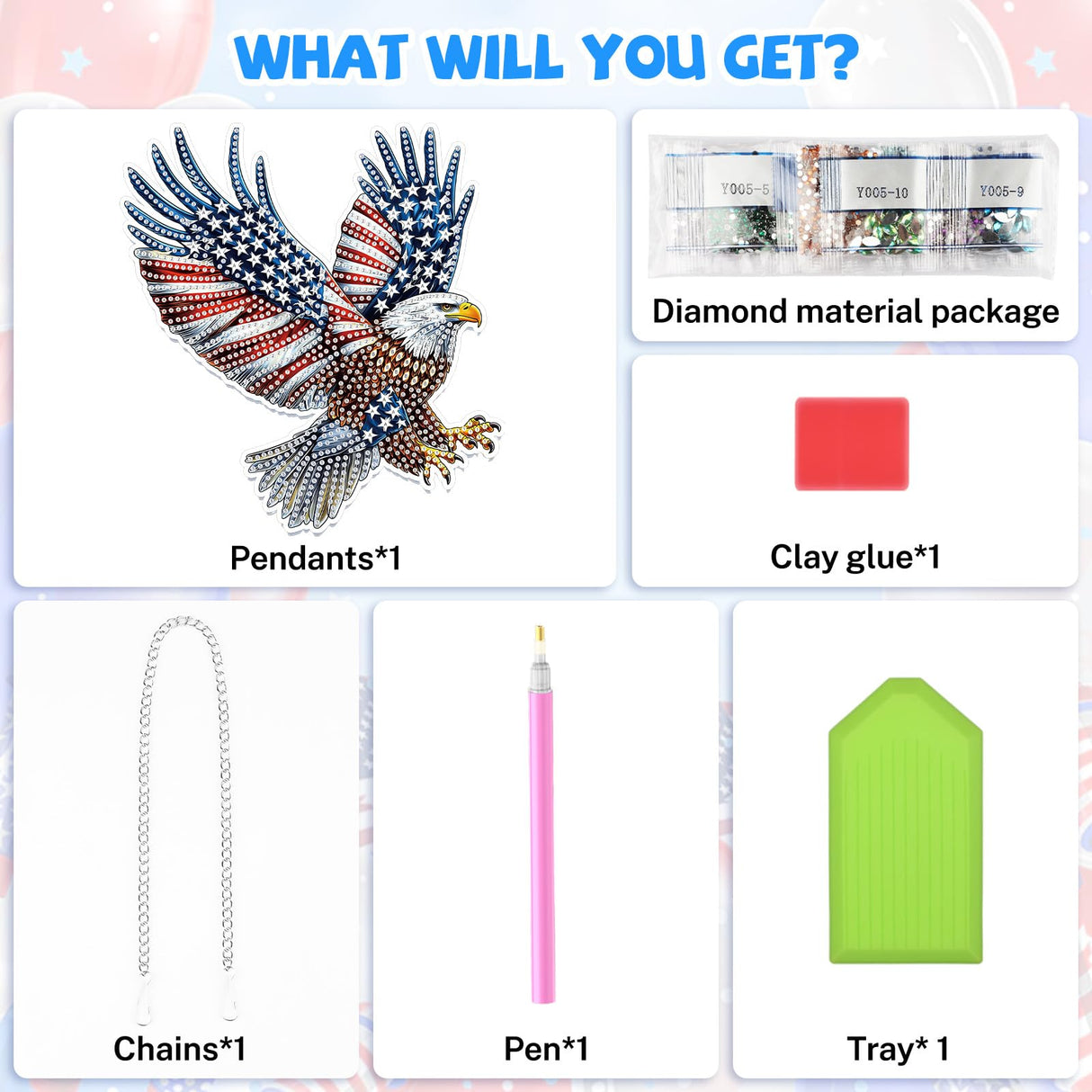 Bowetile Bald Eagle 5D Diamond Art Hanging Kits for Adults, American Flag Diamond Painting Window Pendant Kits, Special Shape Patriotism Gem Art Suncatchers Ornament for Home Garden Wall Decor Bowetile