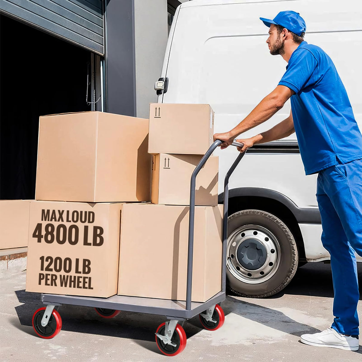 HANDSAMMU 8 inch Industrial Caster, Polyurethane on Polypropylene Wheel- Casters Set of 4 Heavy Duty - 4800LB Total Capacity -Widely Used in DIY Projects, Industrial Equipment(2Rigid&2Swivel) Handsammu