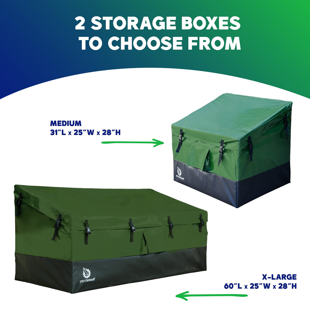 YardStash 143 Gallon Waterproof Deck Box, Portable Outdoor Storage Box for All Weather Tarpaulin Deck Box, Perfect for the Boat, Yard, Patio, or Camping – 143 Gallon, XL Green YardStash