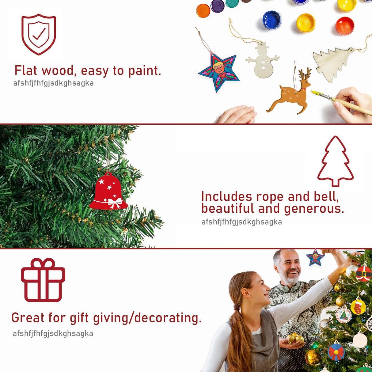 50pcs Christmas Wooden Ornaments for Crafts, 10 New Styles Unfinished Wood Slice Ornaments, Wooden Christmas Ornaments to Paint, Christmas Tree Hanging Ornaments Wood Christmas Decoration DIY Crafts Sotipevs